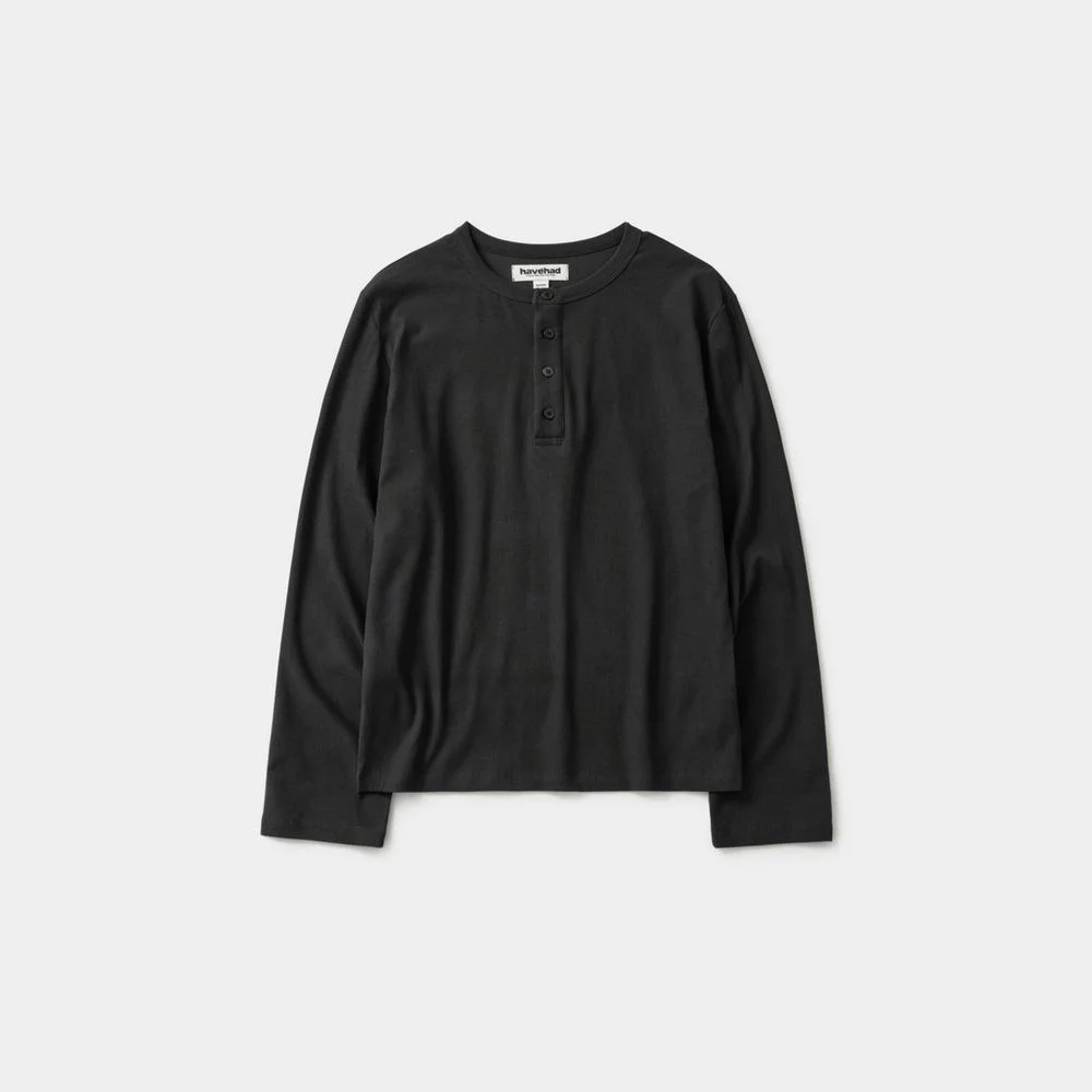 Henley Neck Long Sleeve T-Shirt (Charcoal)