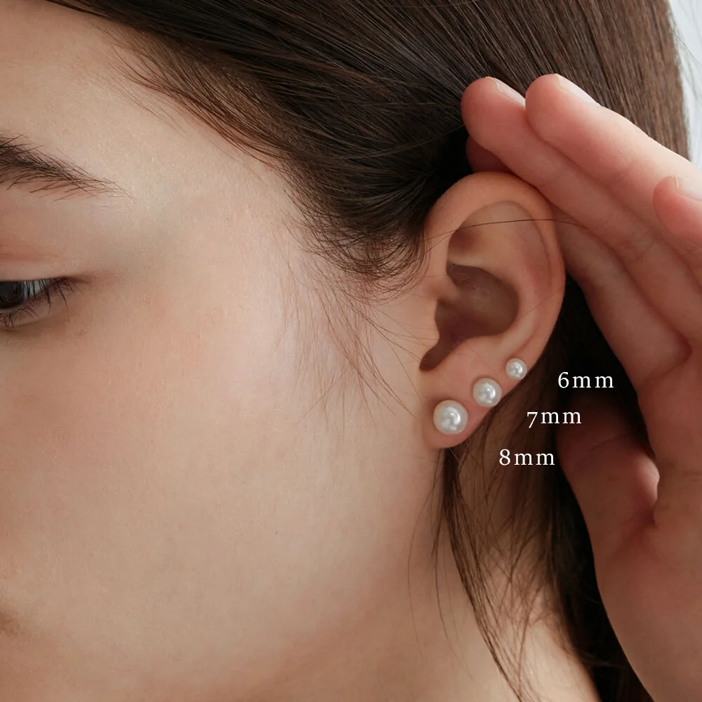 Basic Pearl Earring (Size: 6mm, 7mm, 8mm)