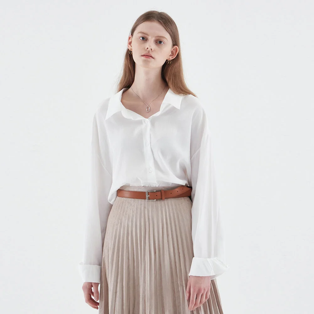 SILKY SHIRTS BLOUSE_IVORY