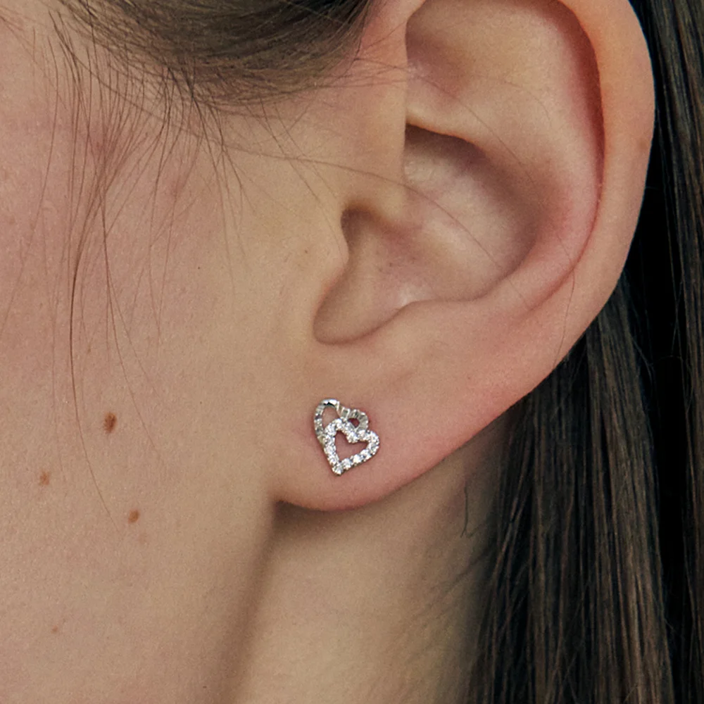Mini Twin Heart Earrings