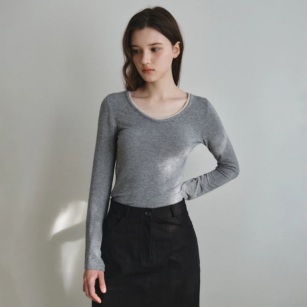 Layered Duo T-Shirt_GRAY(W26TP14)