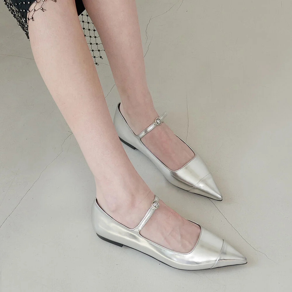 Lucy Mary Jane Flats Silver