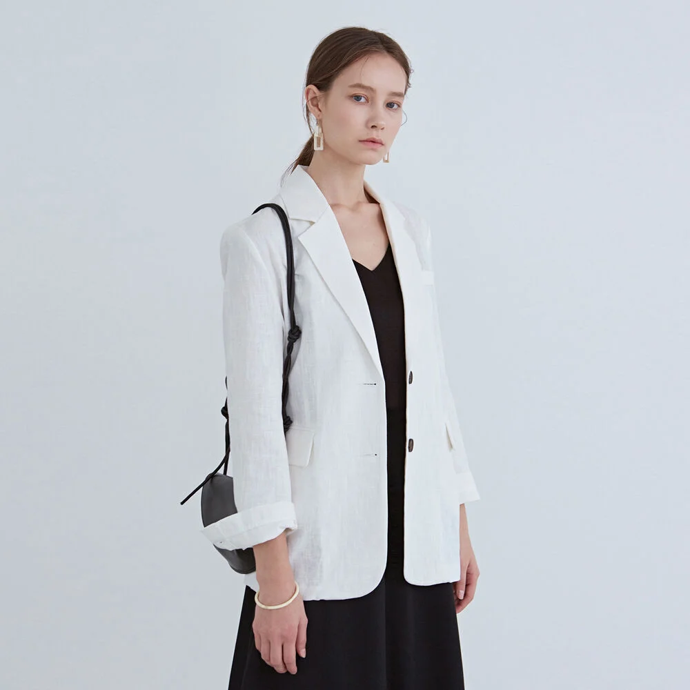 CHIC LINEN SINGLE JACKET_IVORY