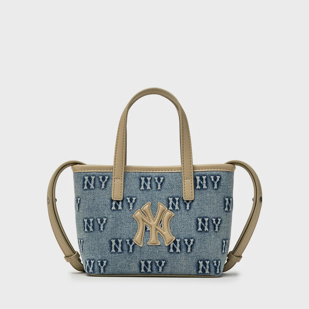 經典 Monogram 牛仔 壓紋 迷你 斜揹袋 NY (L.Blue)