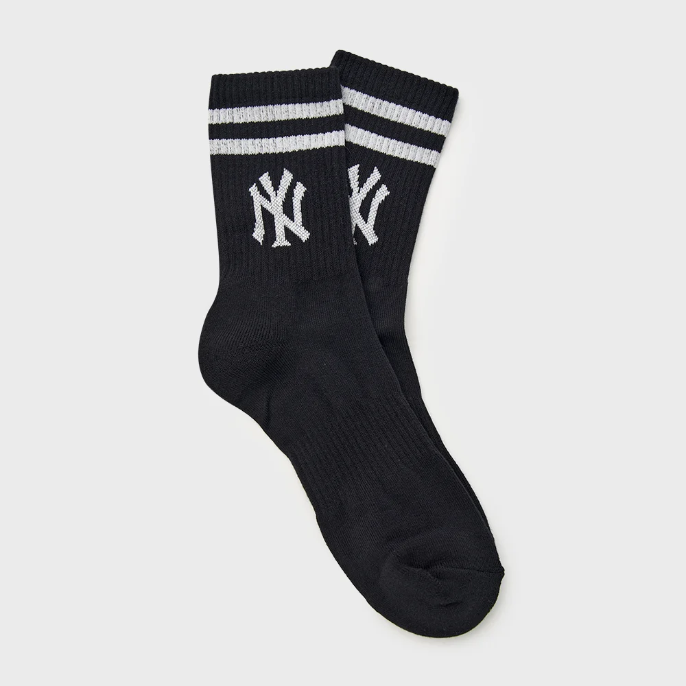 大標誌 條紋 長筒襪 NY (Black)
