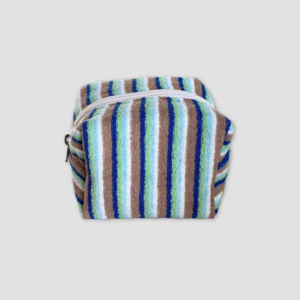 Stripe terry pouch (green-blue)
