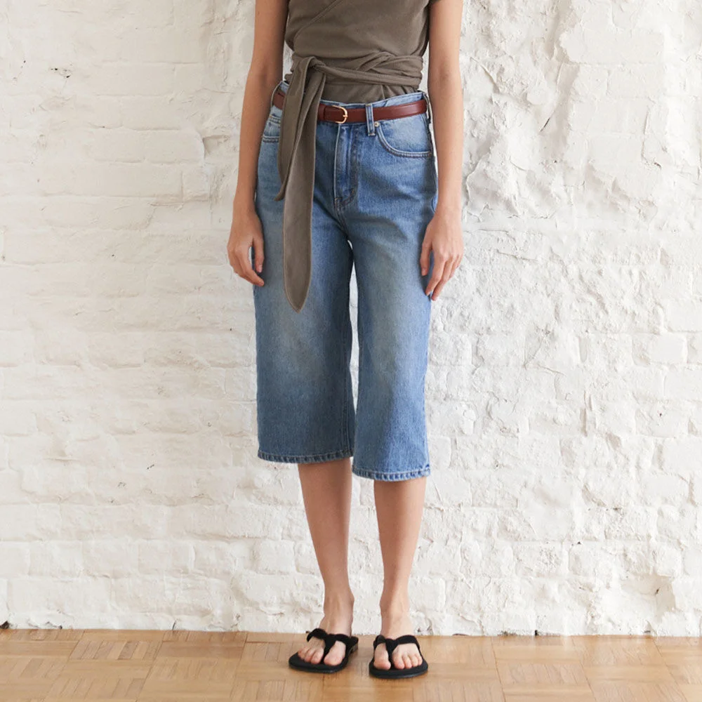 Straight Bermuda Denim Pants(Blue)