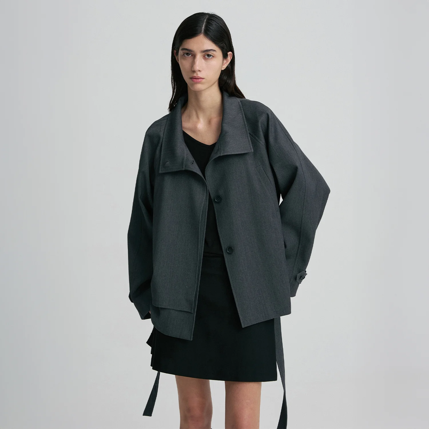 WOOL-SILK BLEND TRENCH COAT
