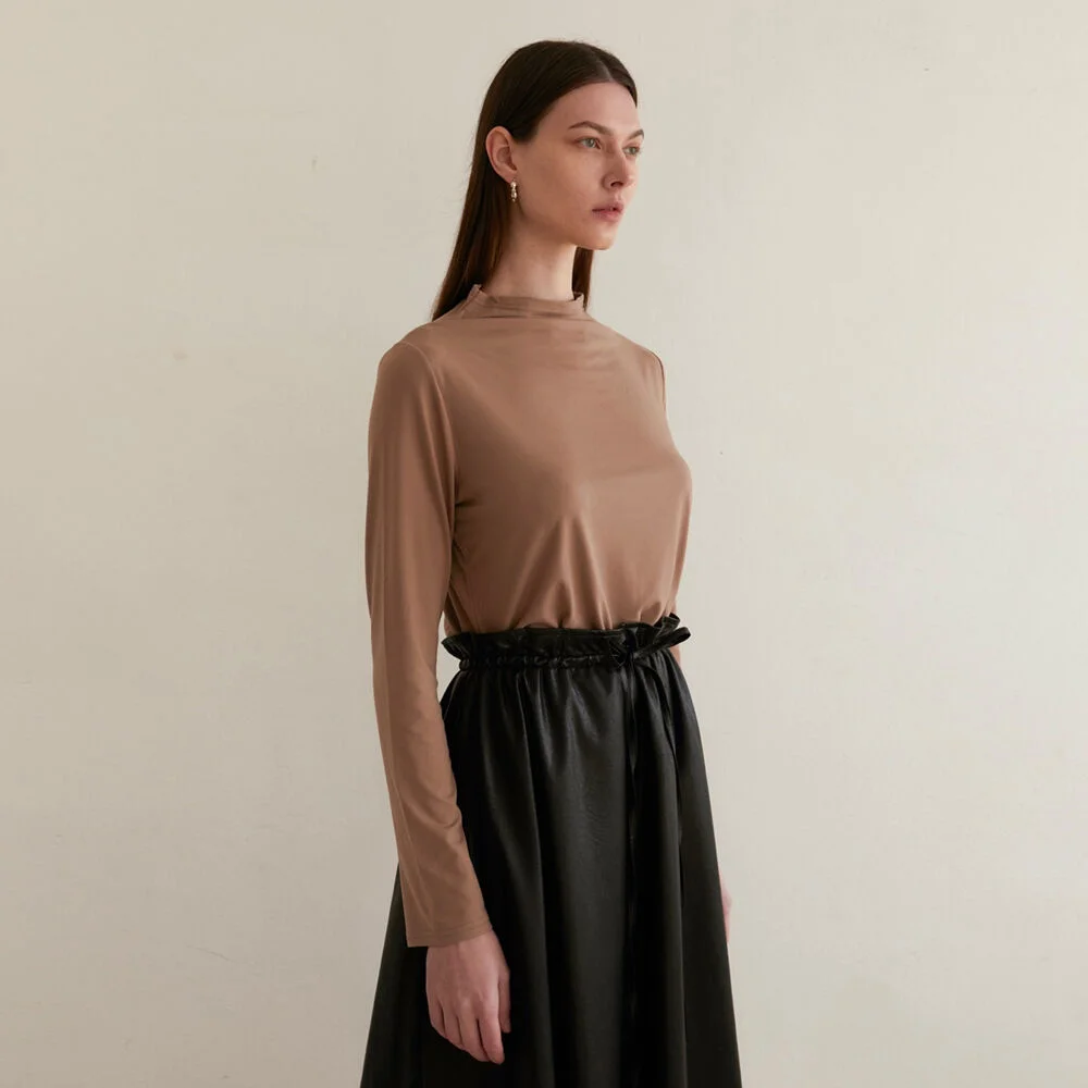 BASIC HALF TURTLENECK - BROWN