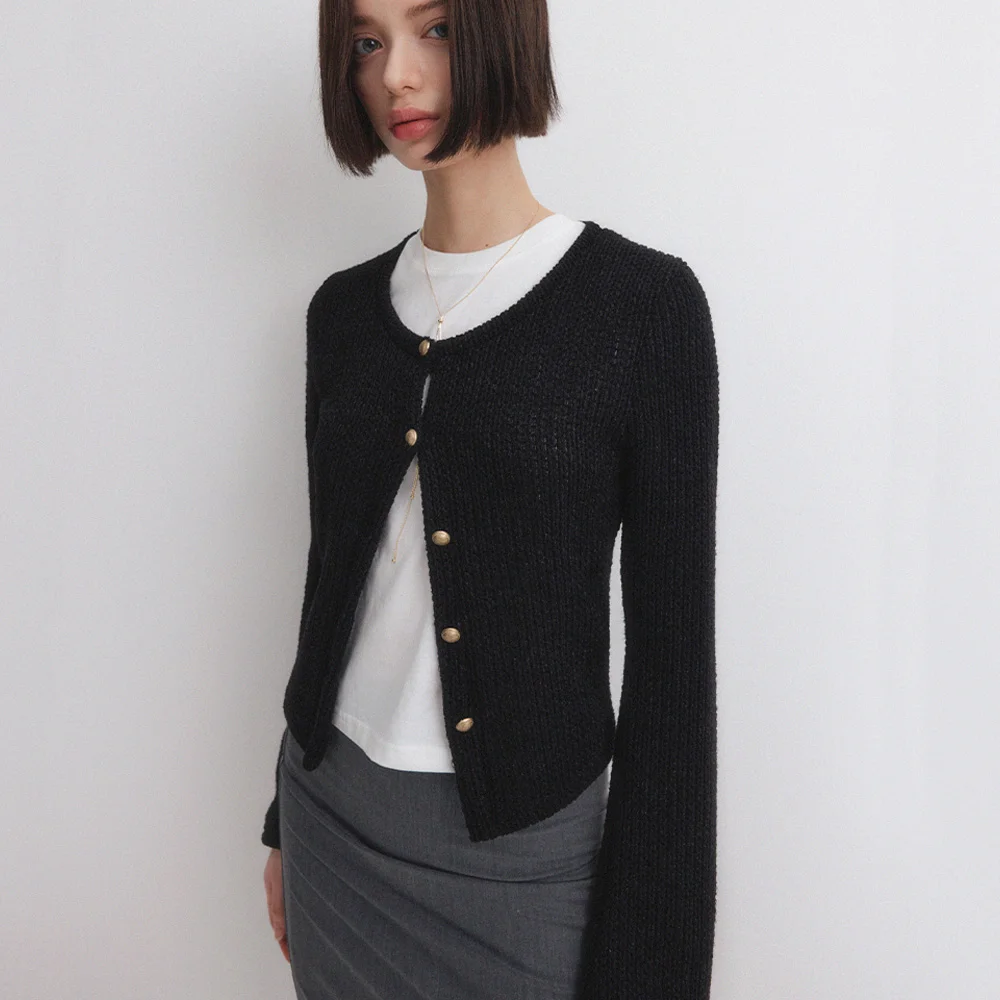 JULY U-NECK CARDIGAN_BLACK