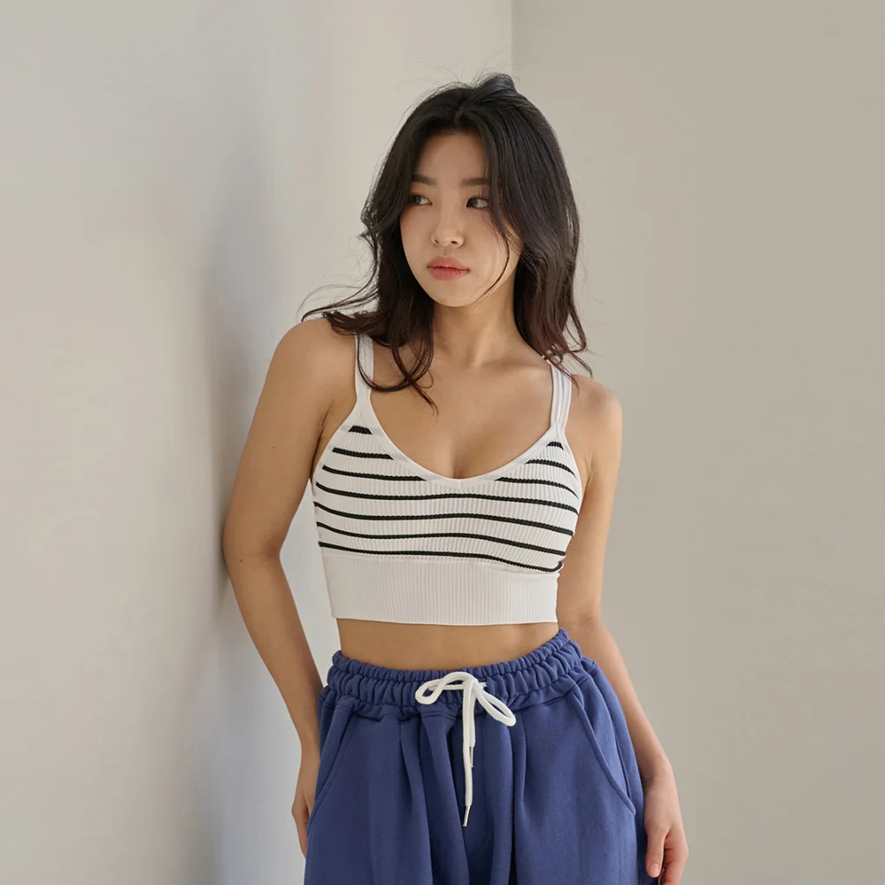 Double Strap 羅紋 內衣背心 (一體式墊)
