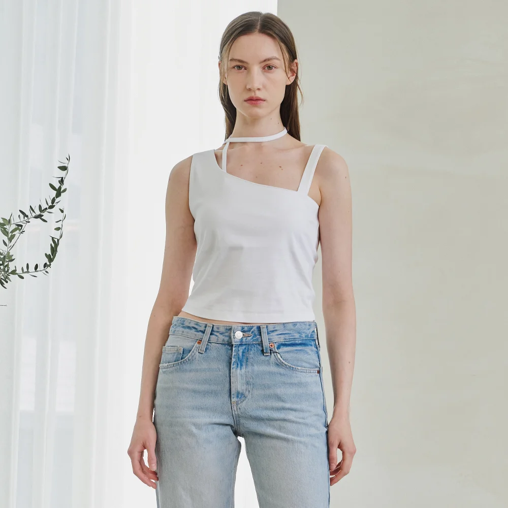 Unbalanced Tie Top - White