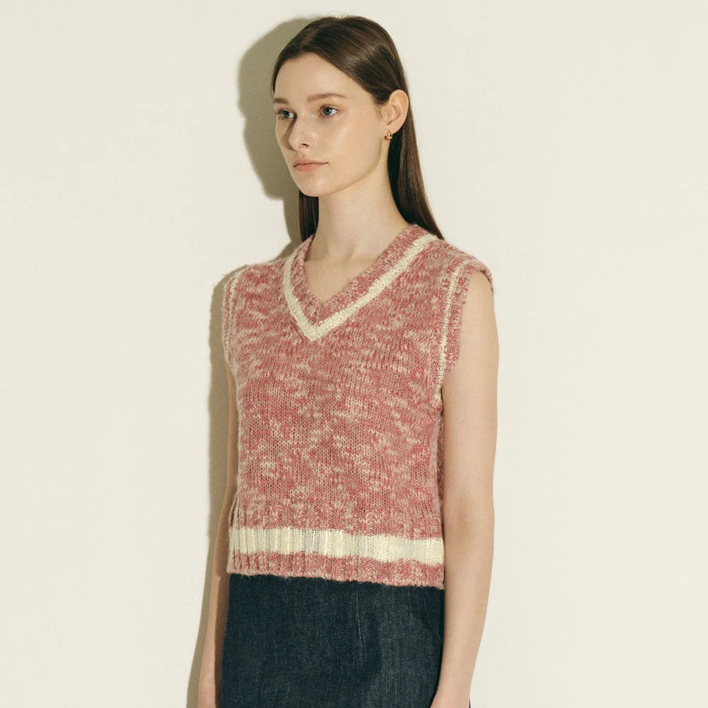 Wool Blend knit vest_pink
