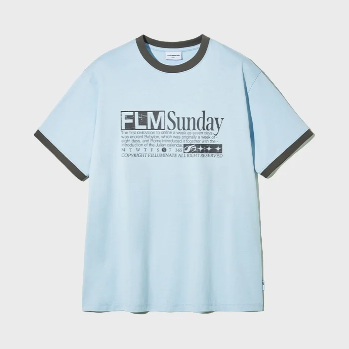 FLM 週日 Ringer T恤-天藍色