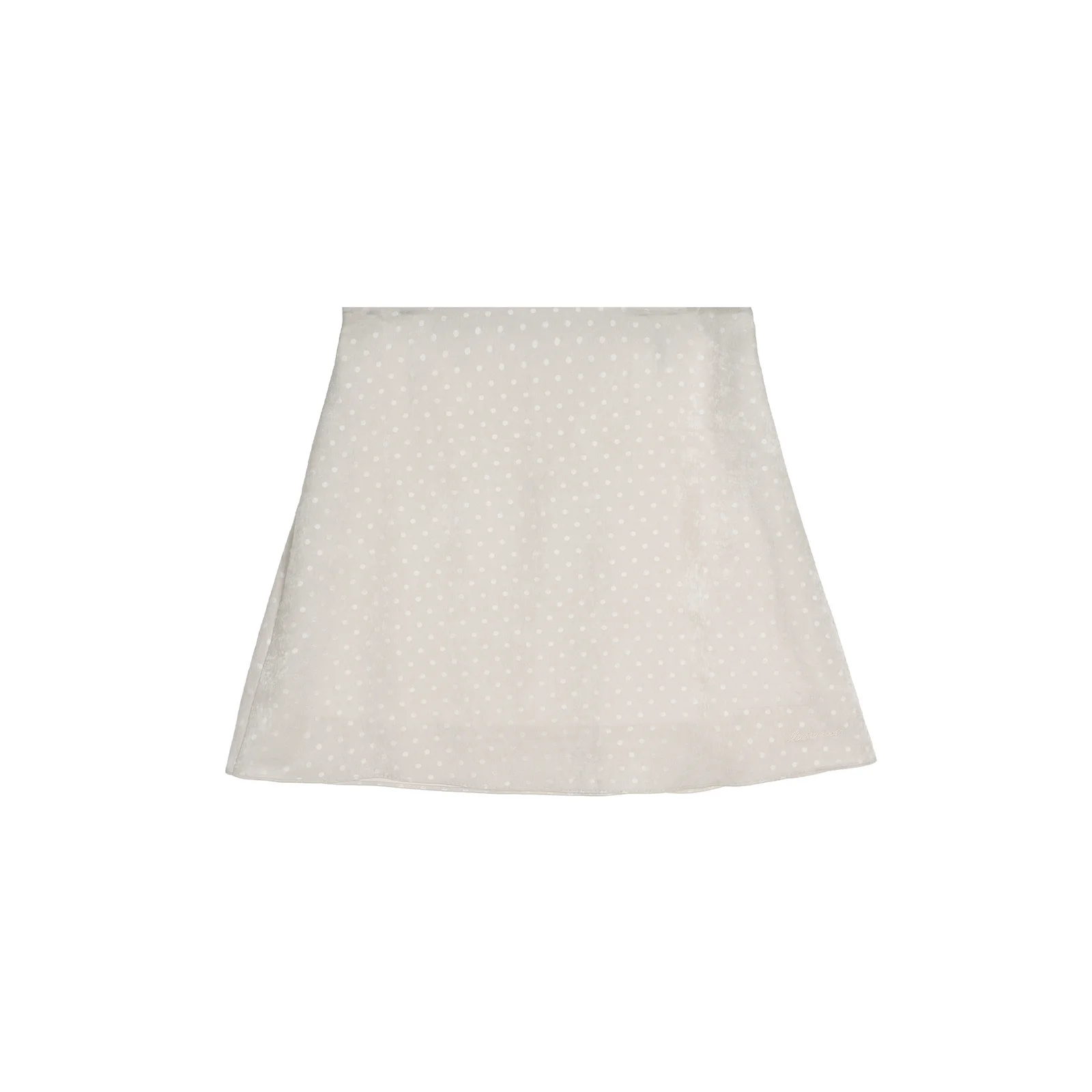 DOT VELVET MINI SKIRT_LIGHT BEIGE