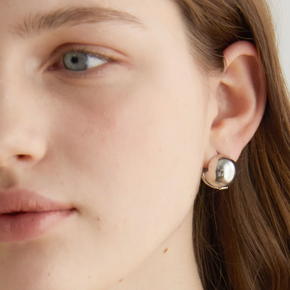 one touch ball earrings (E005_silver large)
