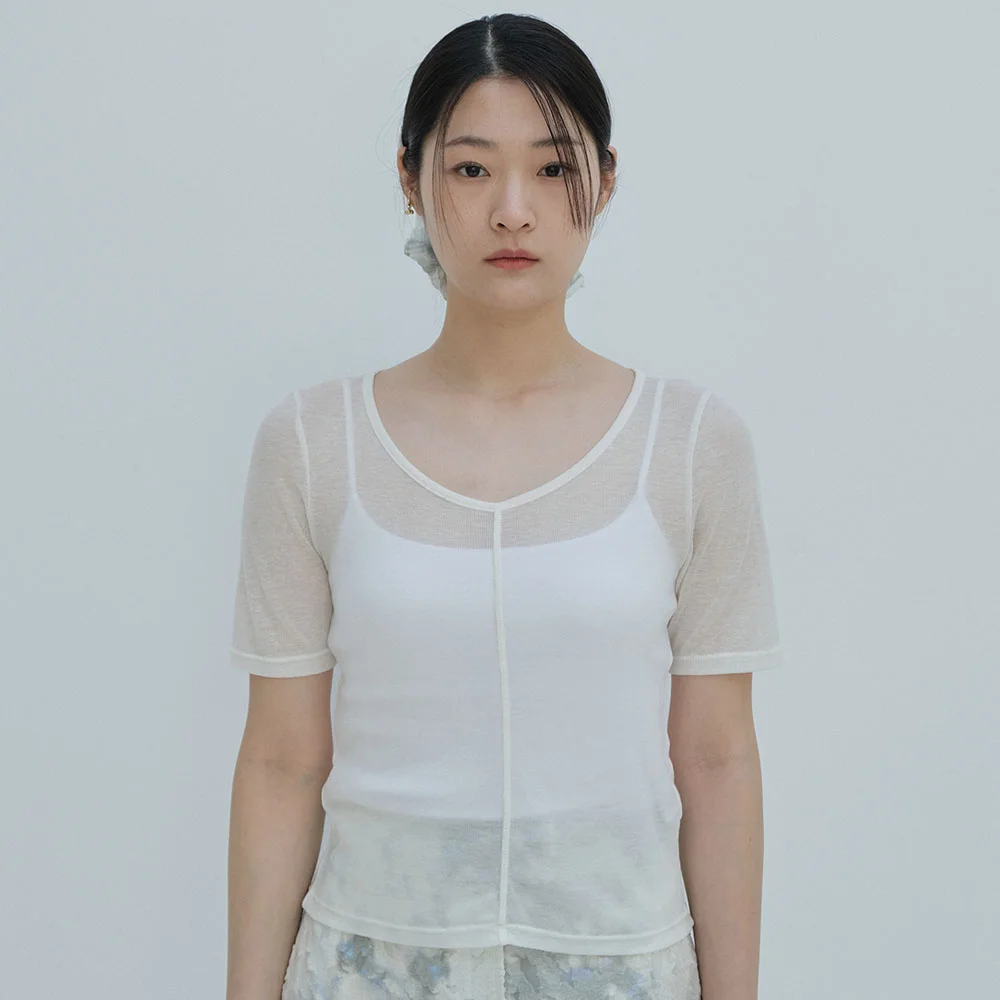 Sheer tencel t-shirt - Ivory