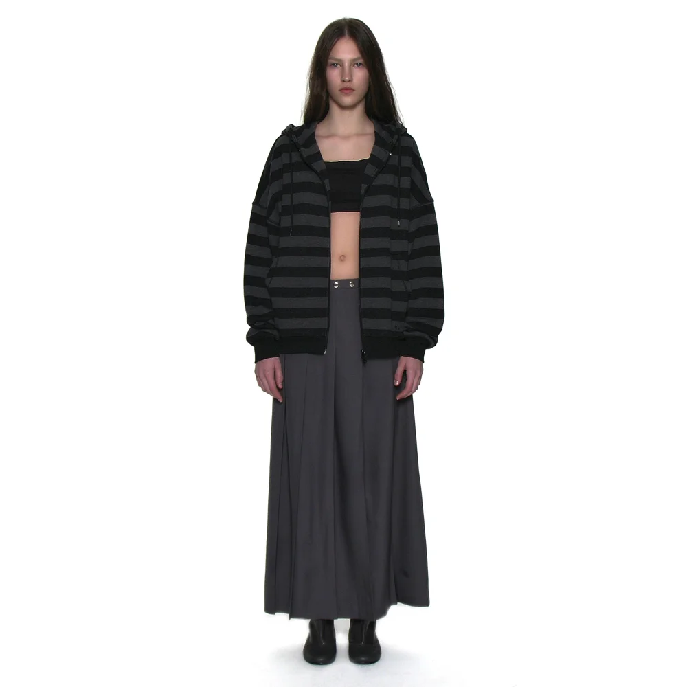 (SET) 3WAY TRANSFORM PLEATED SKIRT_CHARCOAL