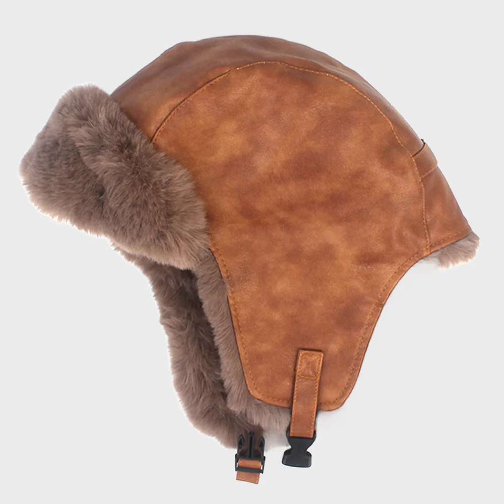 Vintage Leather Camel Aviator Hat 飛行帽