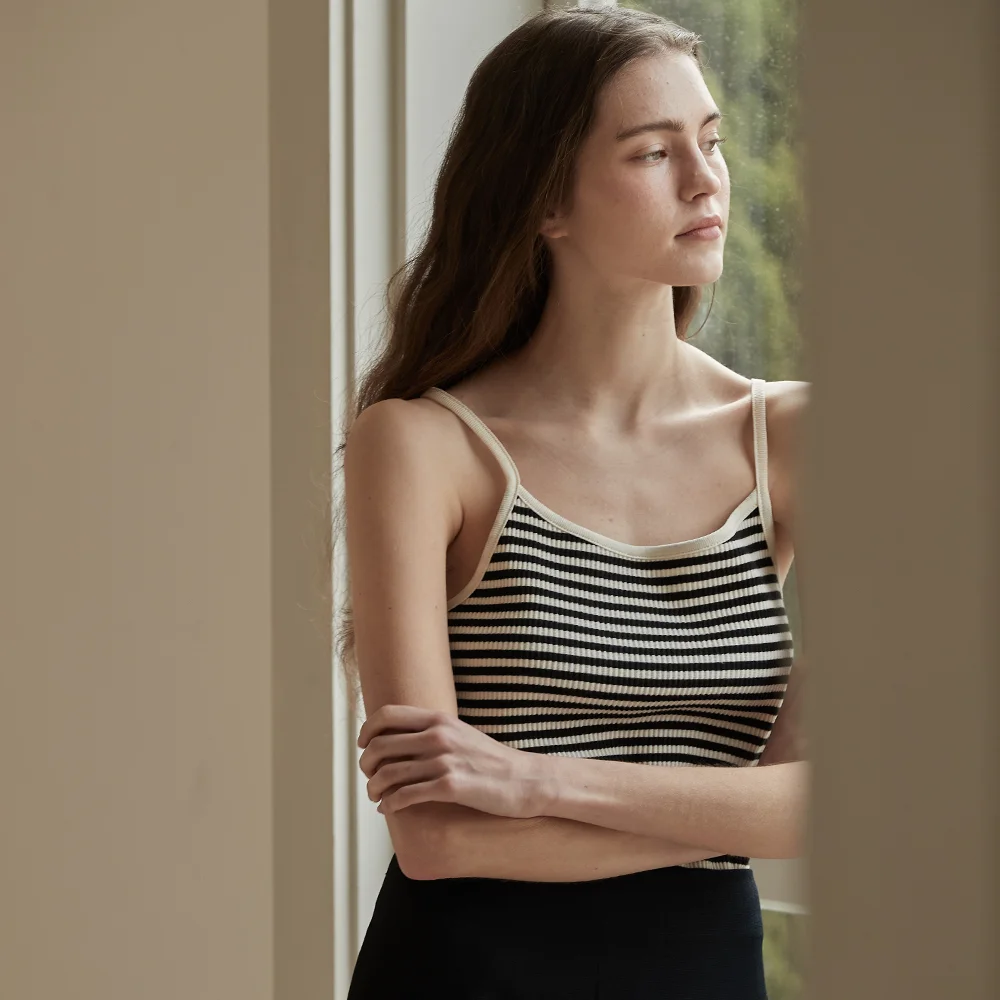 Ribbed stripe sleeveless - 2colors