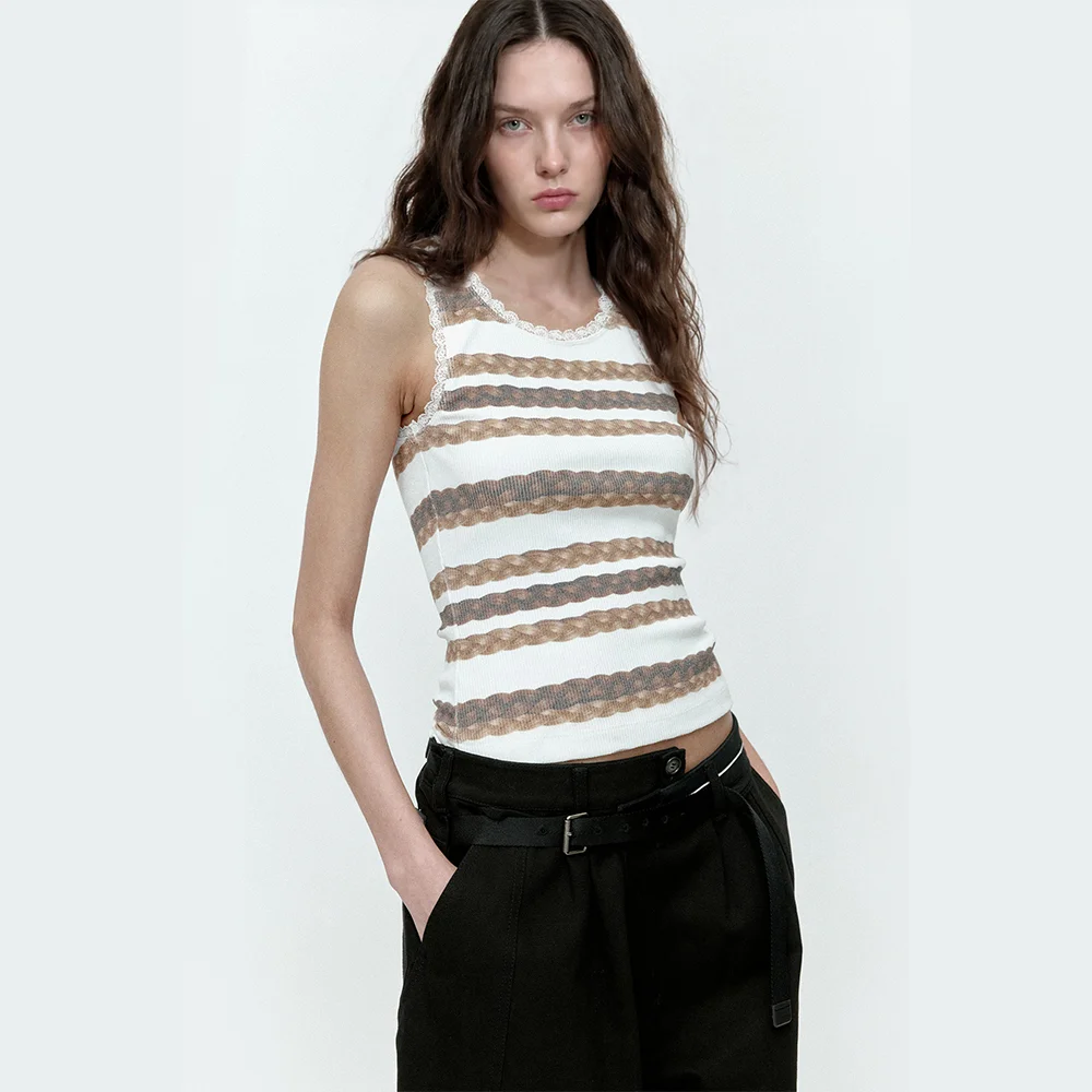 HAIR BRAID STRIPE TANK TOP atb1263w(WHITE)