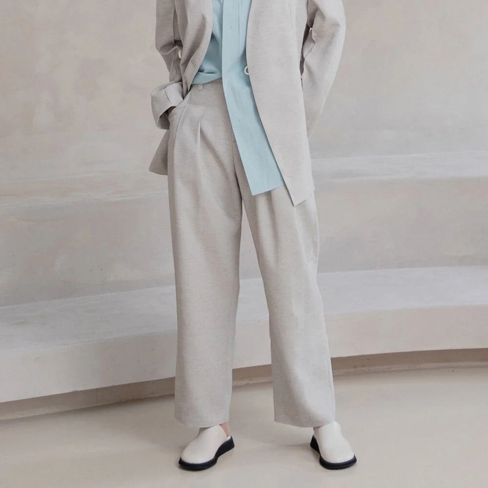 FIN 3 PLEATS PANTS / OATMEAL