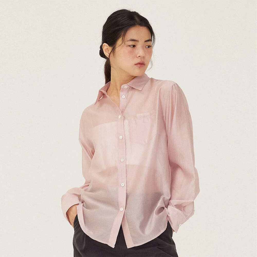 女裝 透視 寬鬆版型 襯衫 Light Pink