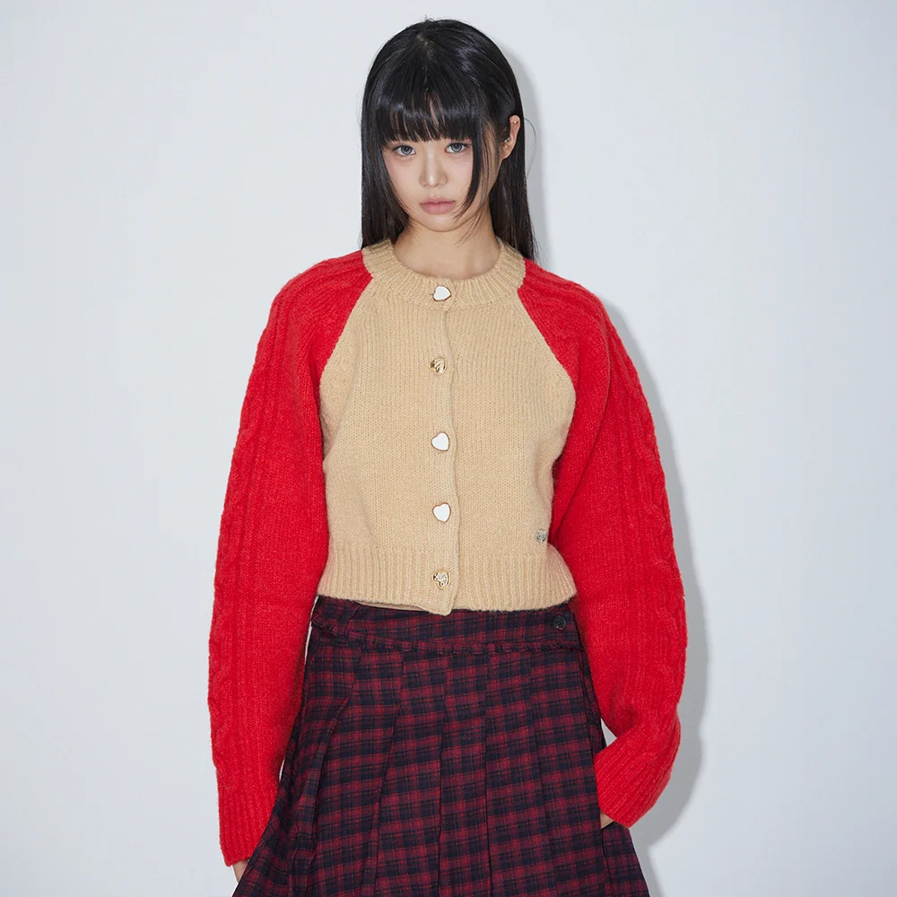 COLOR BLOCK KNIT CARDIGAN BEIGE BP4KG001