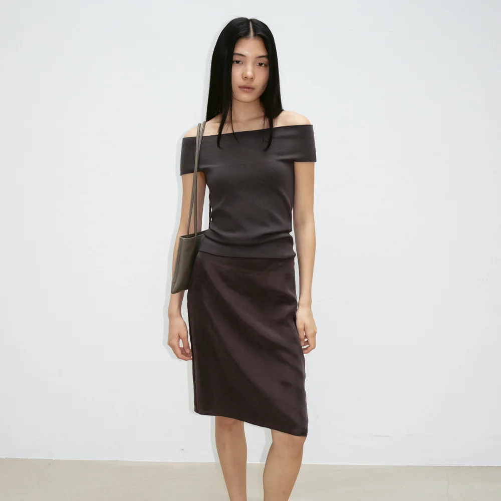 Silky Skirt (Light Beige / Dark Gray / Brown / Black)