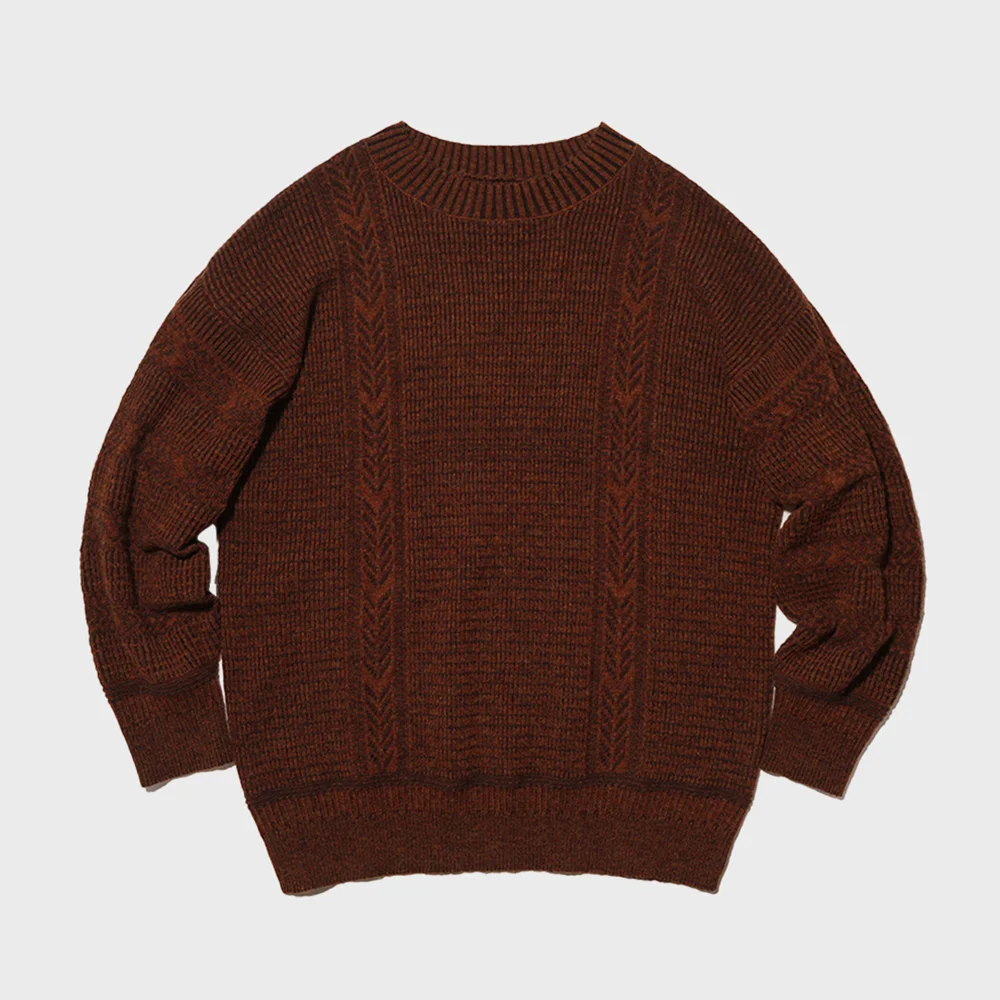 Mixpattern Pullover Knit Brown