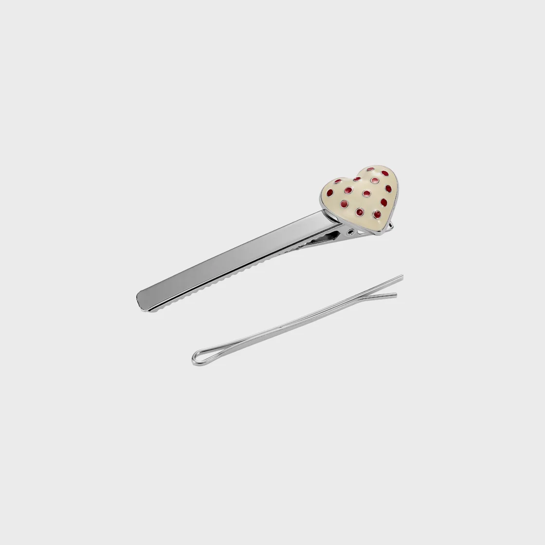 dot heart hairpin-ivory