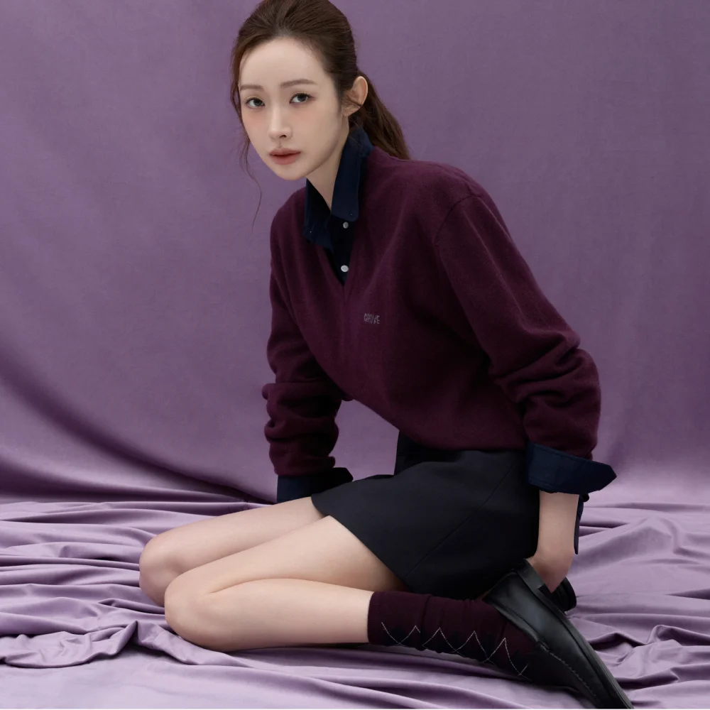 26FW MYLES V-NECK KNIT (PLUM)