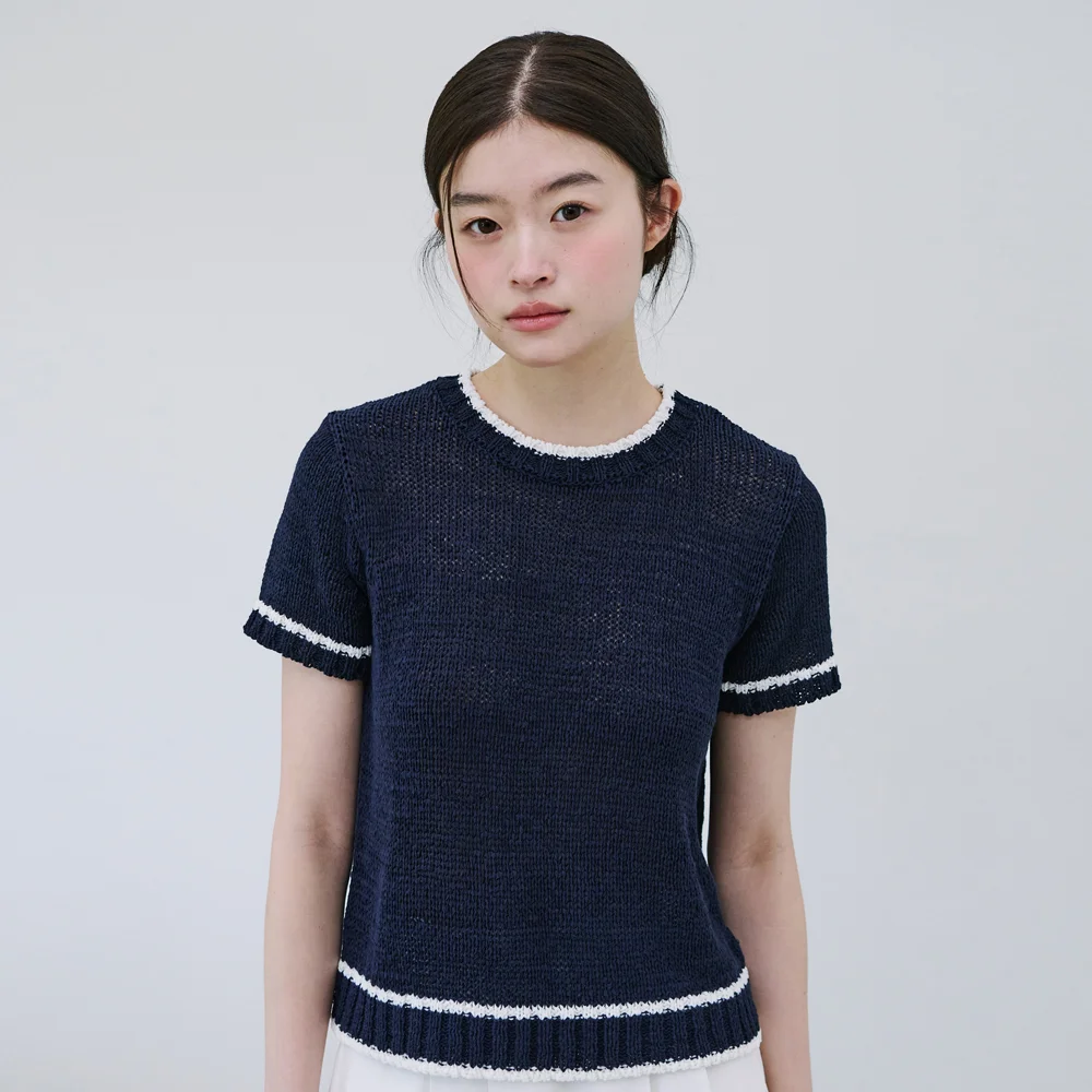 TAPE COLOR KNIT_NAVY