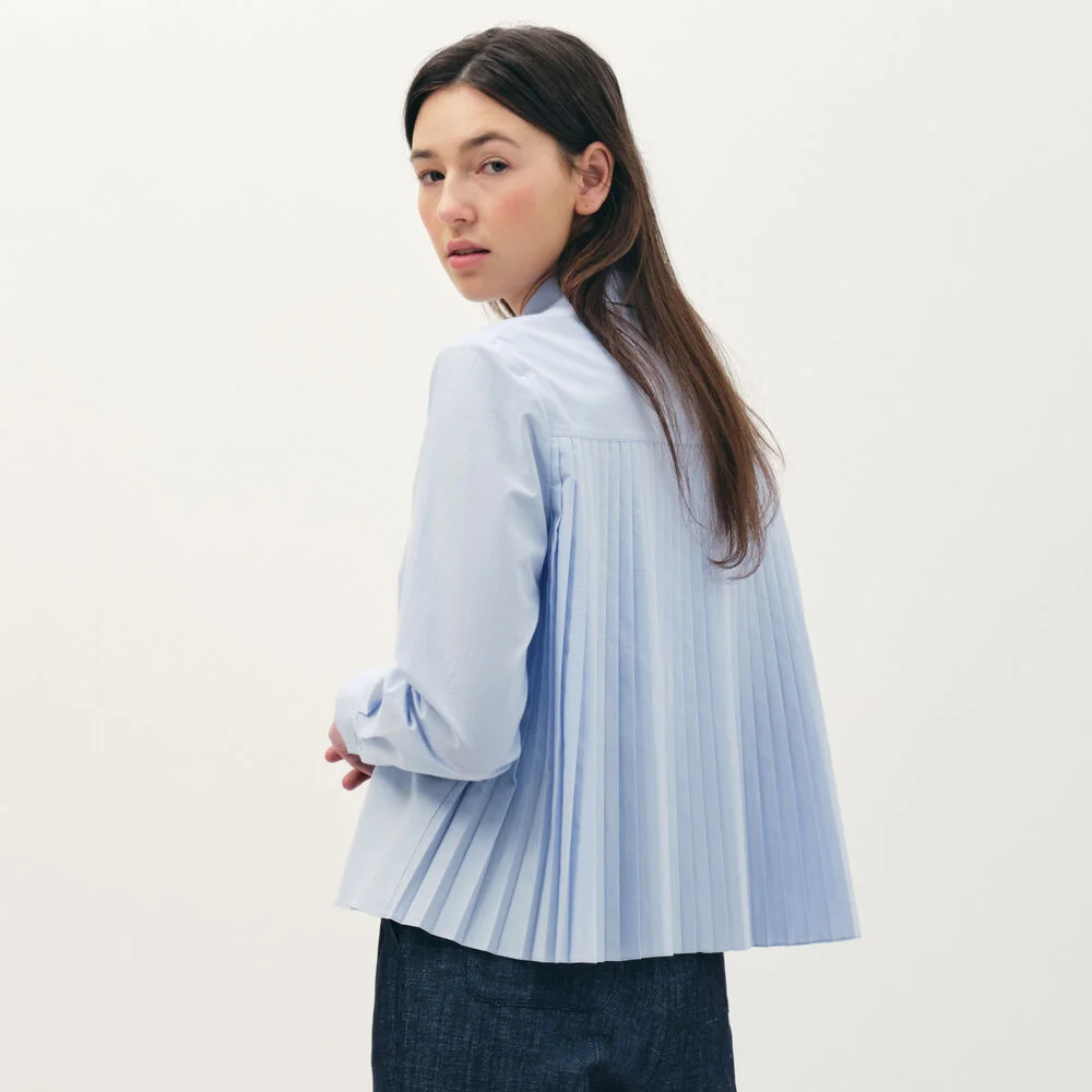 back pleats shirt_spring blue