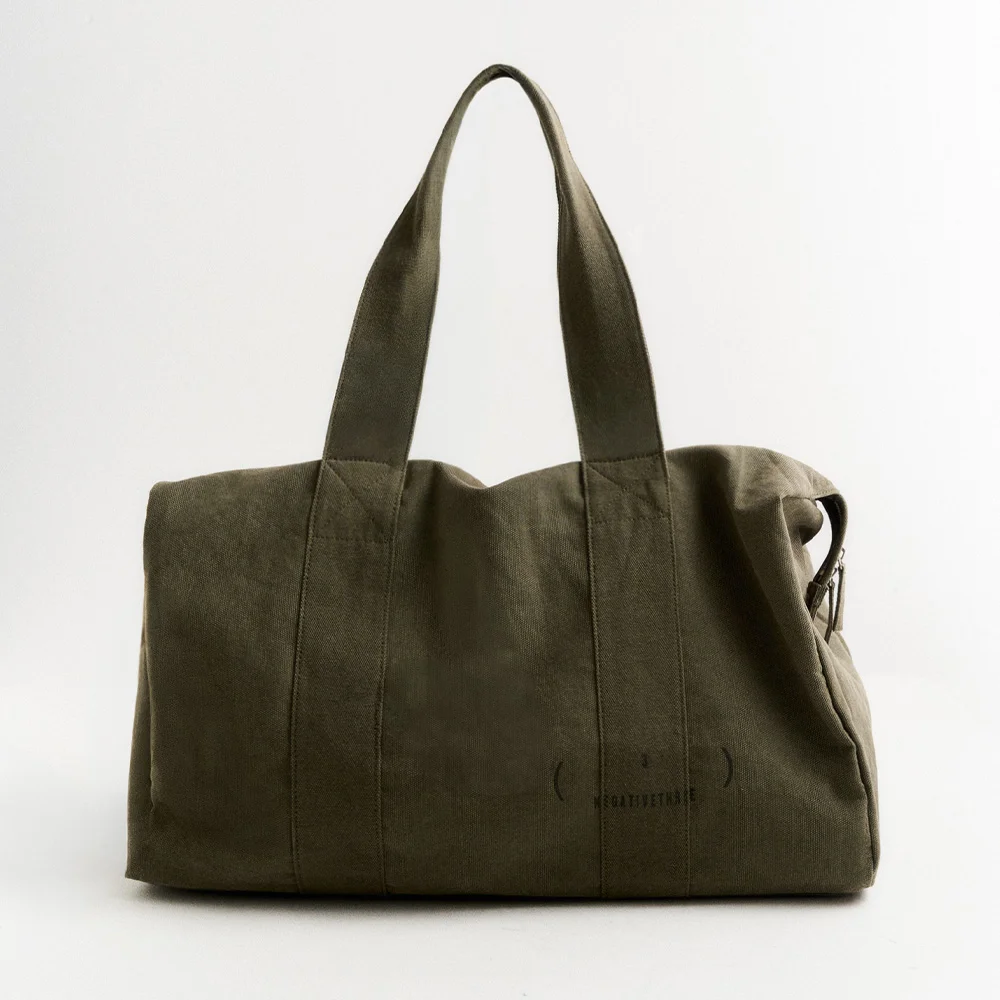 Folded Boston Bag_Washed khaki