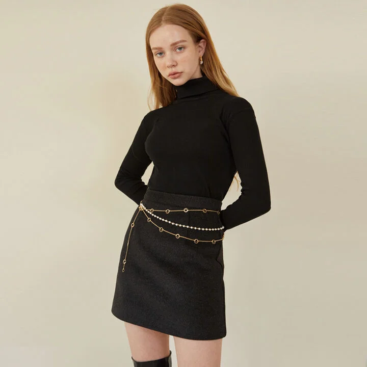 MODERN DART MINI SKIRT (CHARCOAL BLACK)