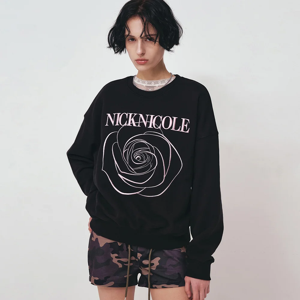 VOLUME NICOLE ROSE SWEATSHIRT_BLACK PINK