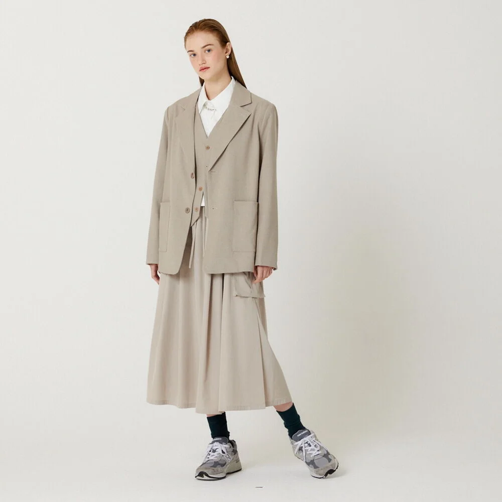 VEST LAYERD WOOL JACKET(BEIGE)