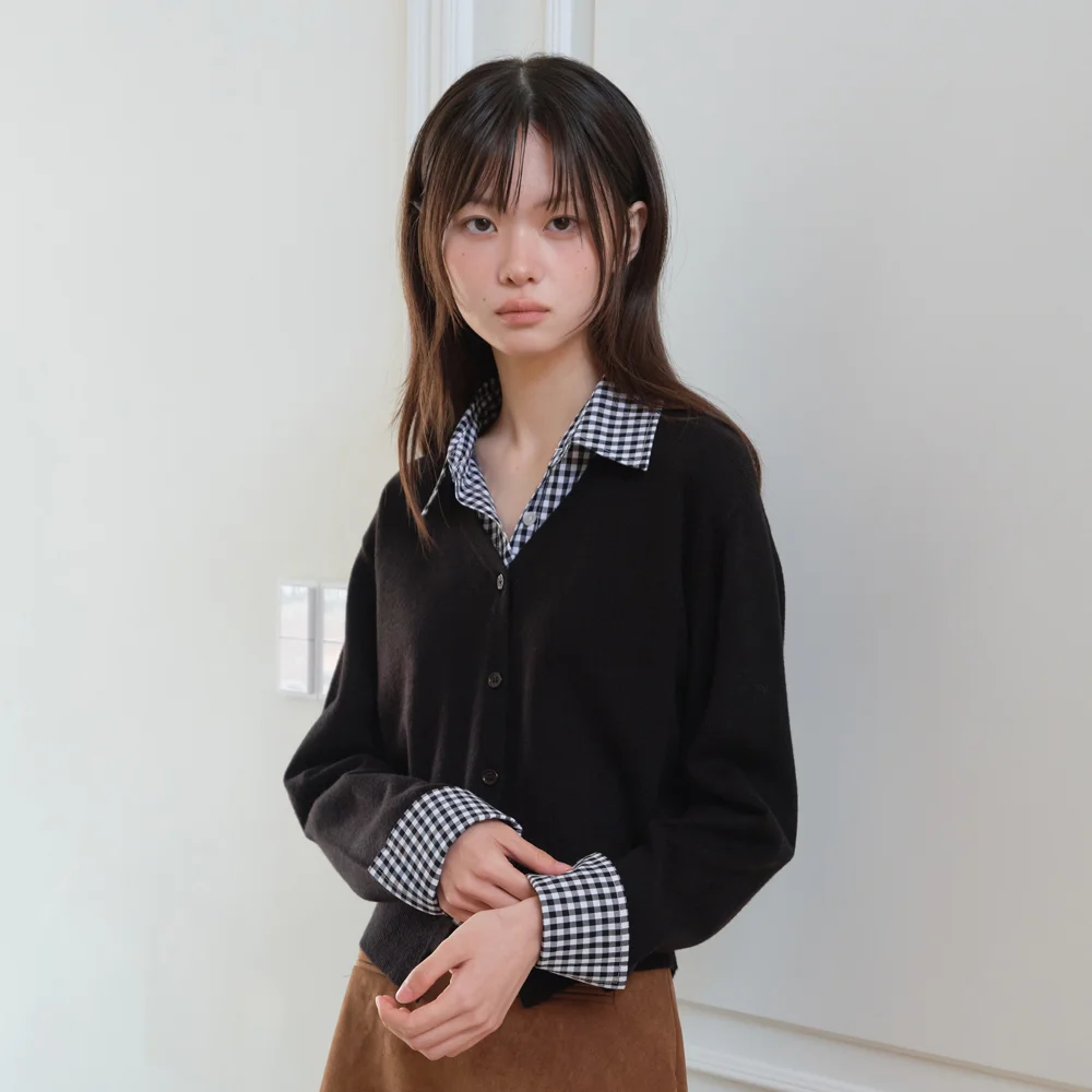 SHIRT COLLAR CARDIGAN_BLACK