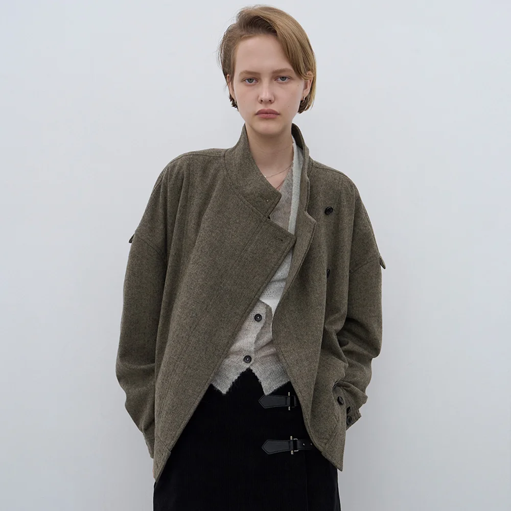 Herringbon belted jacket