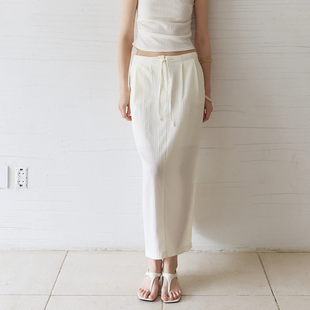 Fluid Wrinkle Skirt (Ivory)