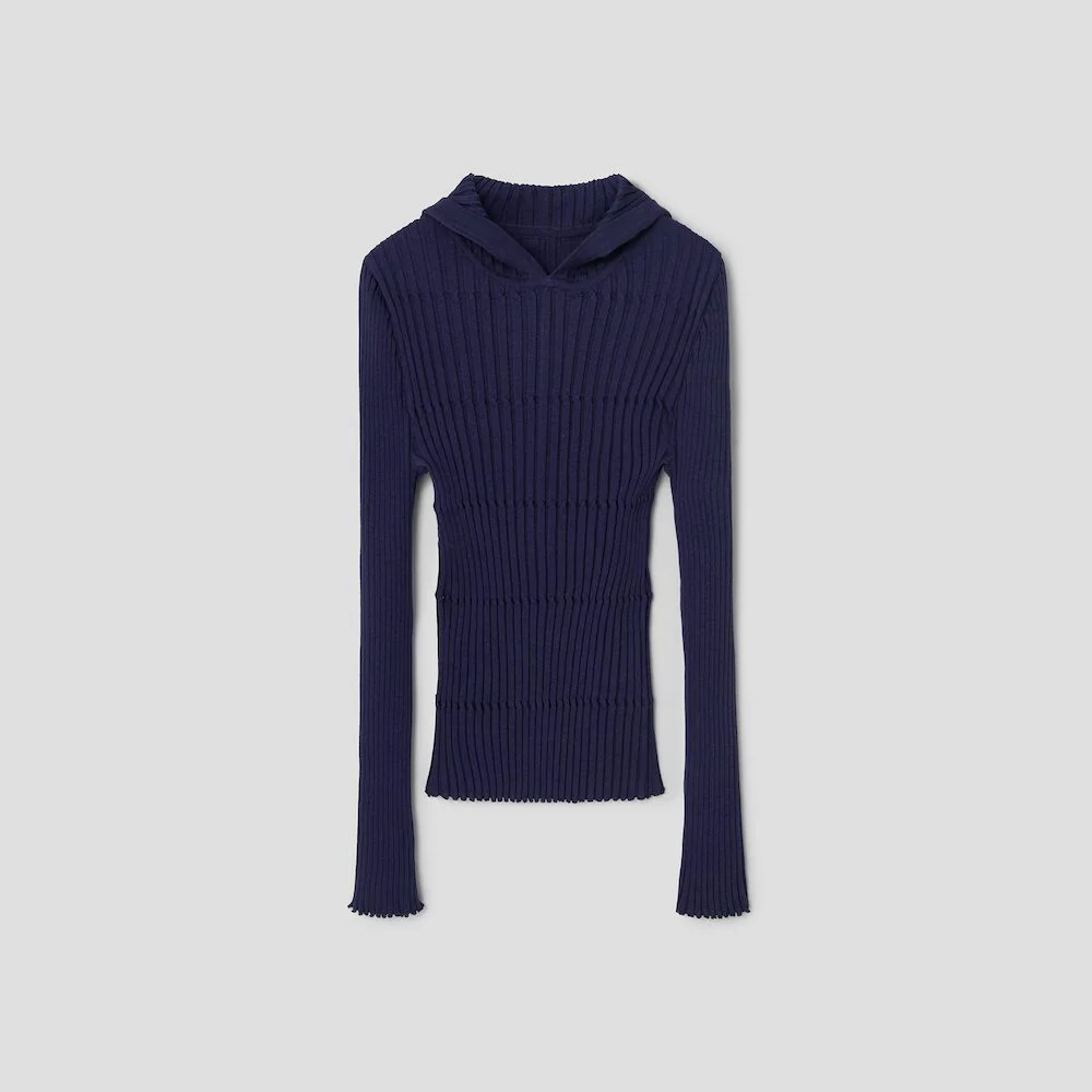 Crafted Rib Hooded Pullover Navy (AG5351A02R)