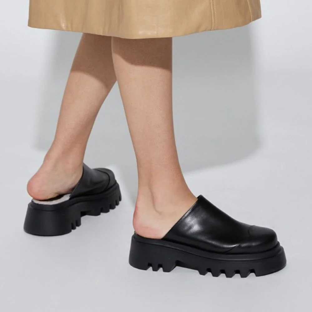 Lucas Shearling-Lined Mules Black