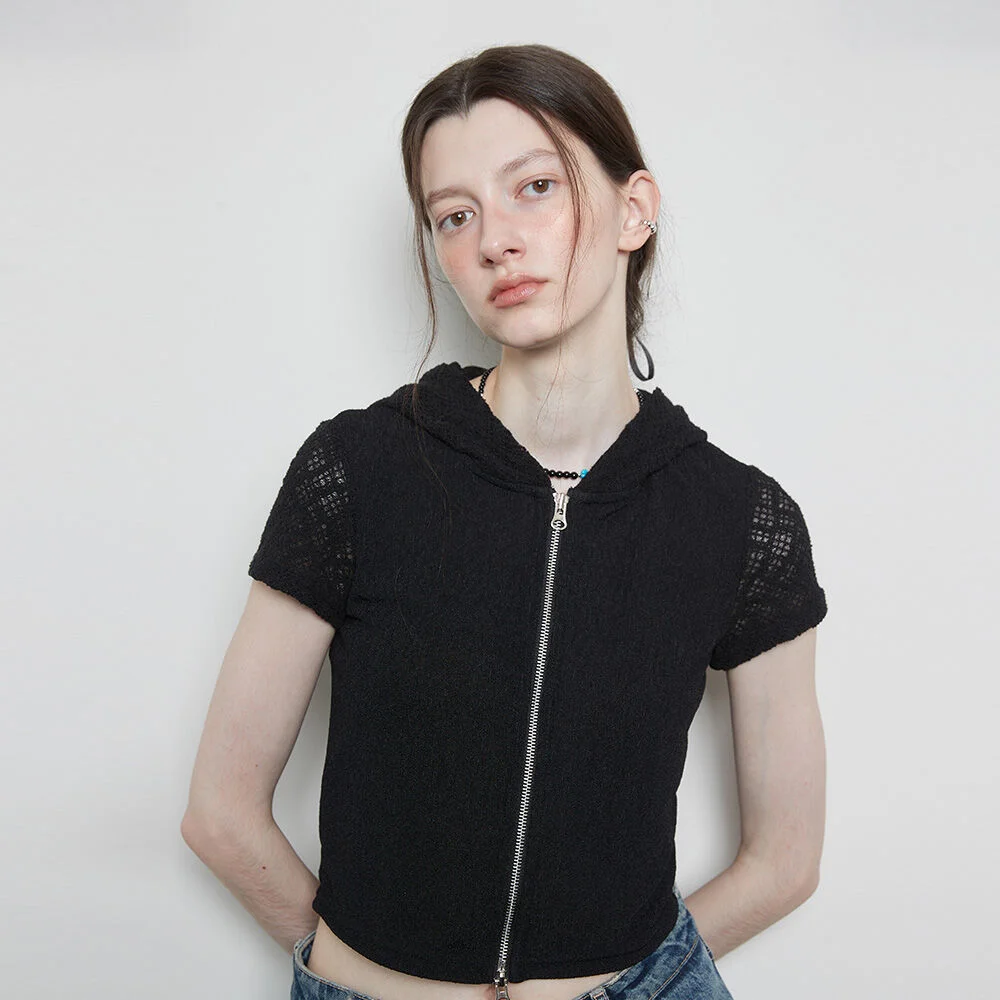 L3 LACE HOOD ZIP-UP(BLACK)