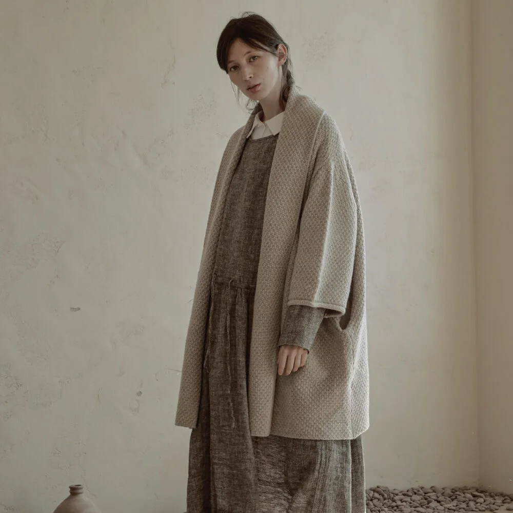 Angora wool lobbing over shawl long cardigan - 3color