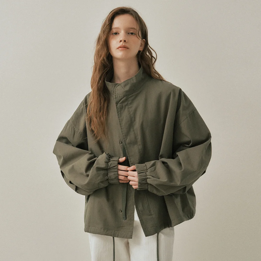 W/90s Classic Fishtail Short Bomber Jacket_Khaki(WC25-OT01)