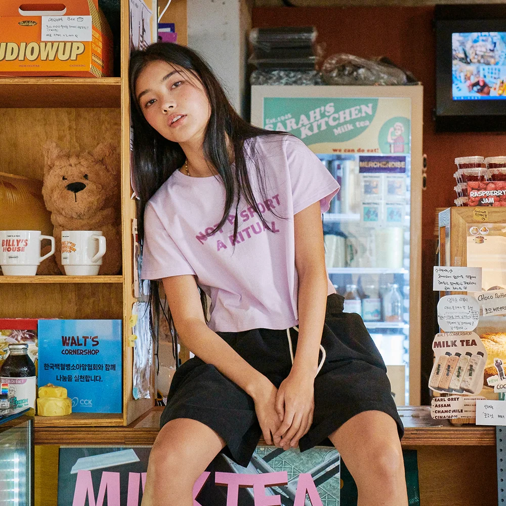 Oloa Print Crop T-Shirts Purple