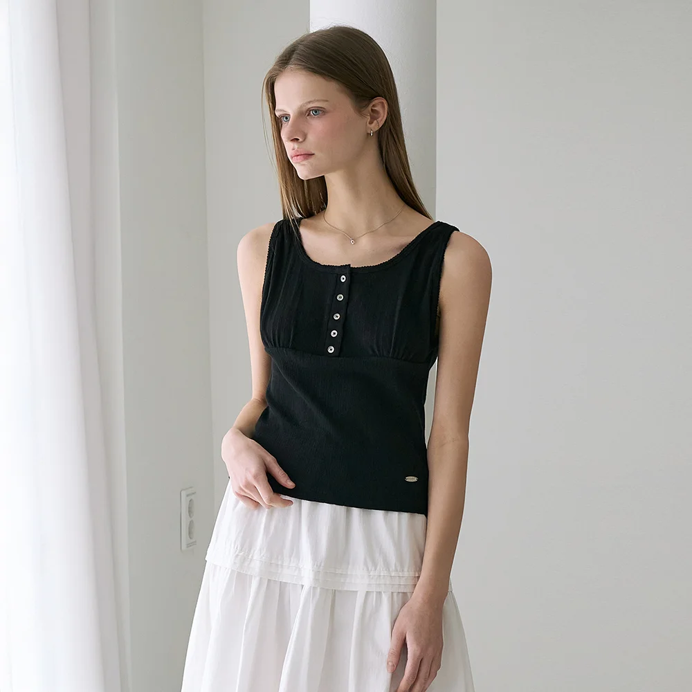 Lace Button Sleeveless