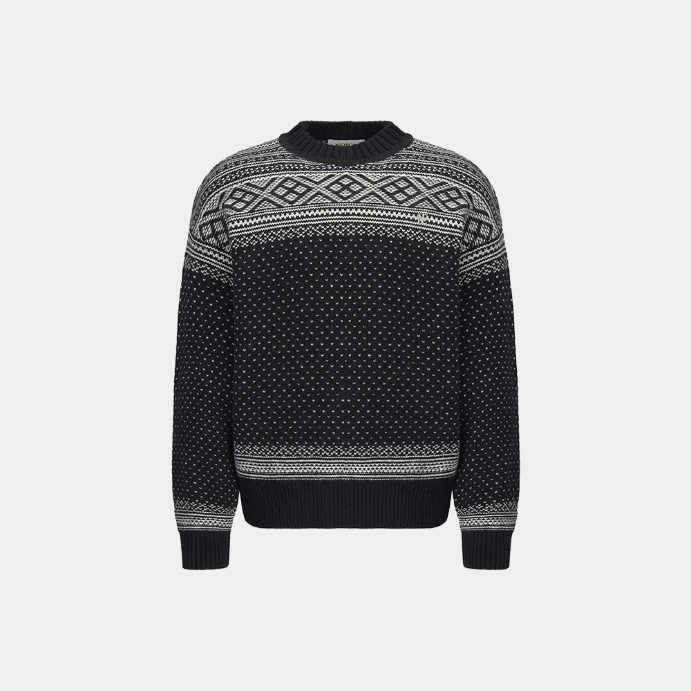 (M) NORDIC WOOL-BLEND SWEATER - BLACK
