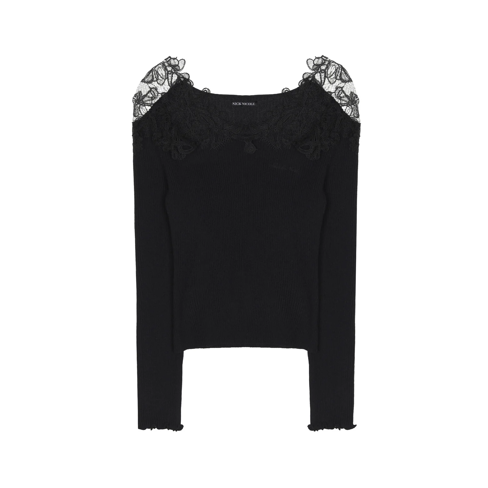 LACE OFF-SHOULDER TOP_BLACK